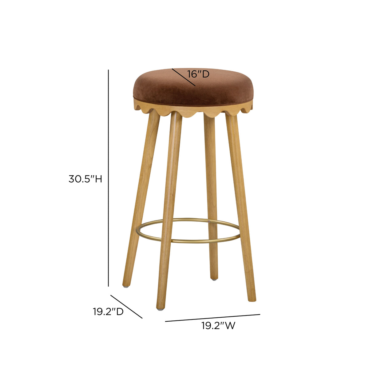Oodle Bronze Performance Vegan Mohair Natural Bar Stool by TOV Furniture – photo 6 of 6