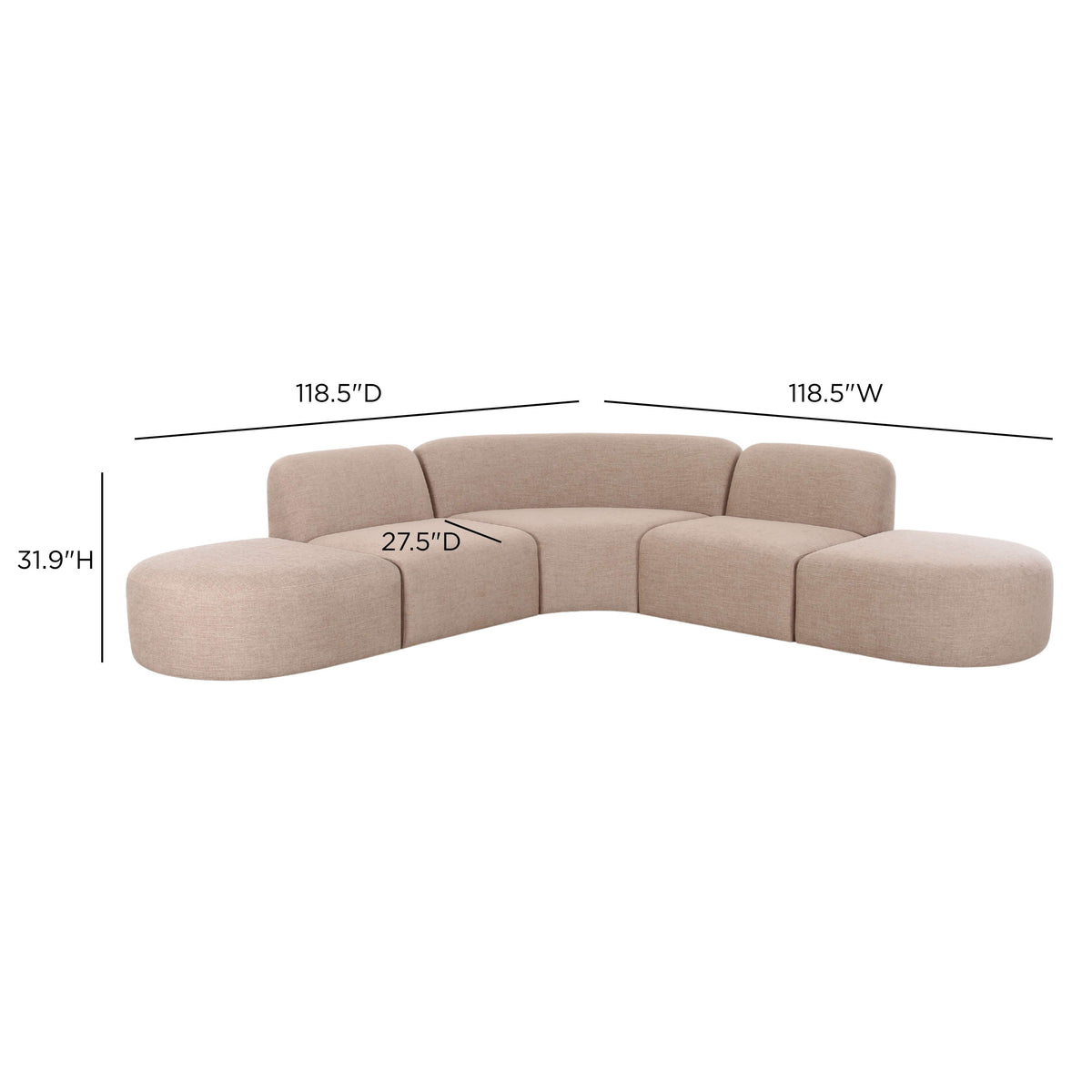 Gorge Tan Performance 5 Piece Euro Sectional by TOV Furniture – photo 6 of 6