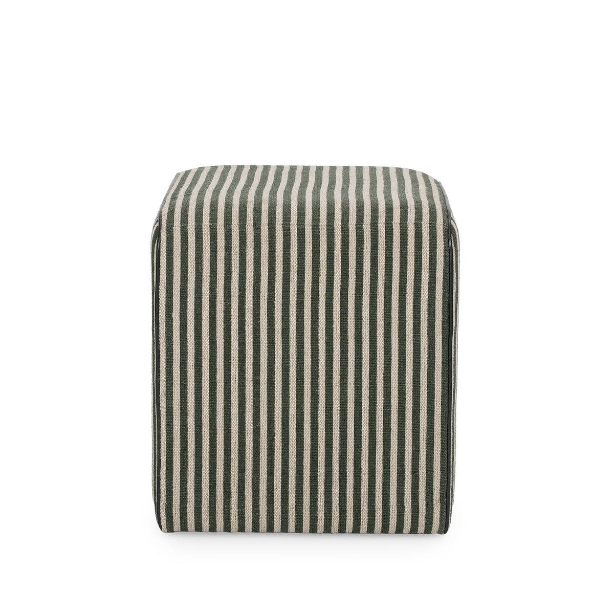 Byron Square Green Stripe Cotton Jute Ottoman by TOV Furniture – photo 3 of 6