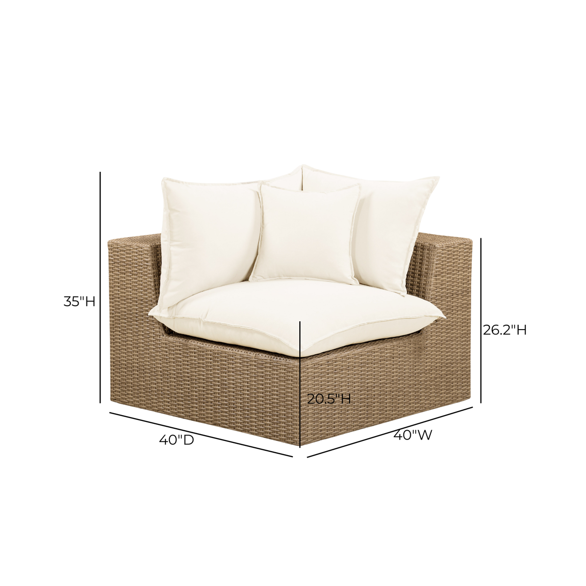 Cali Natural Performance Fabric & Brown Wicker Outdoor Corner Chair by TOV Furniture – photo 5 of 5