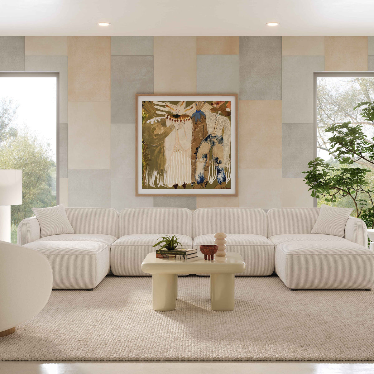 Travie White Sand Performance Corduroy Velvet 6-Piece Modular U-Sectional by TOV Furniture – photo 2 of 8
