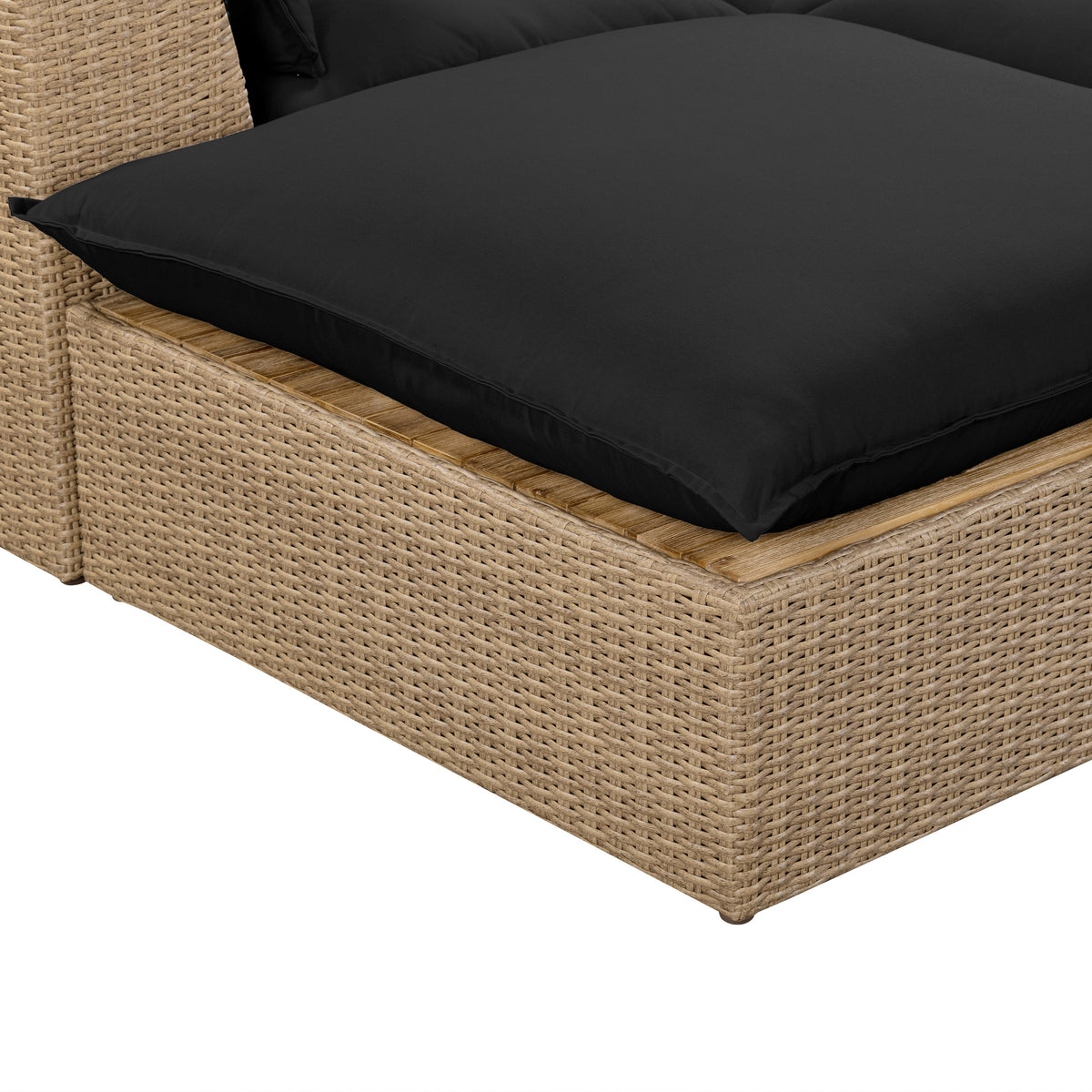 Cali Black Fabric & Brown Wicker Modular Outdoor Sectional by TOV Furniture – photo 9 of 10