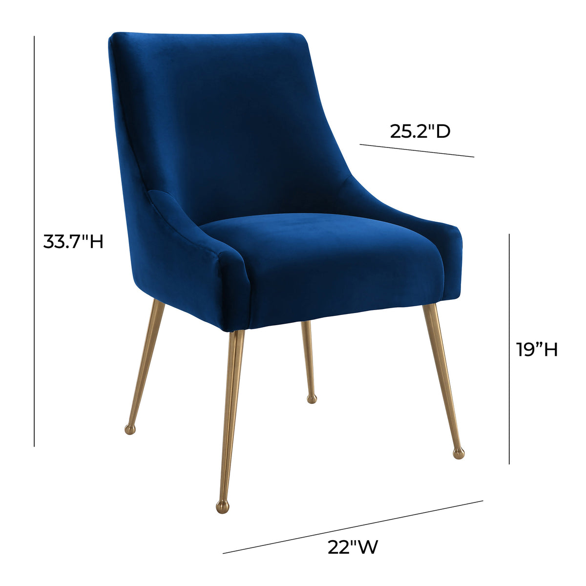 Beatrix Navy Performance Velvet Dining Chair by TOV Furniture – photo 7 of 7