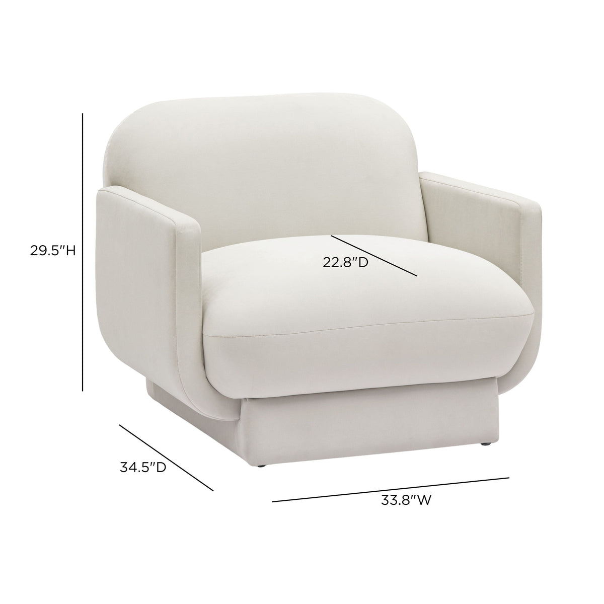 Azalea Cream Performance Velvet Accent Chair by TOV Furniture – photo 6 of 6
