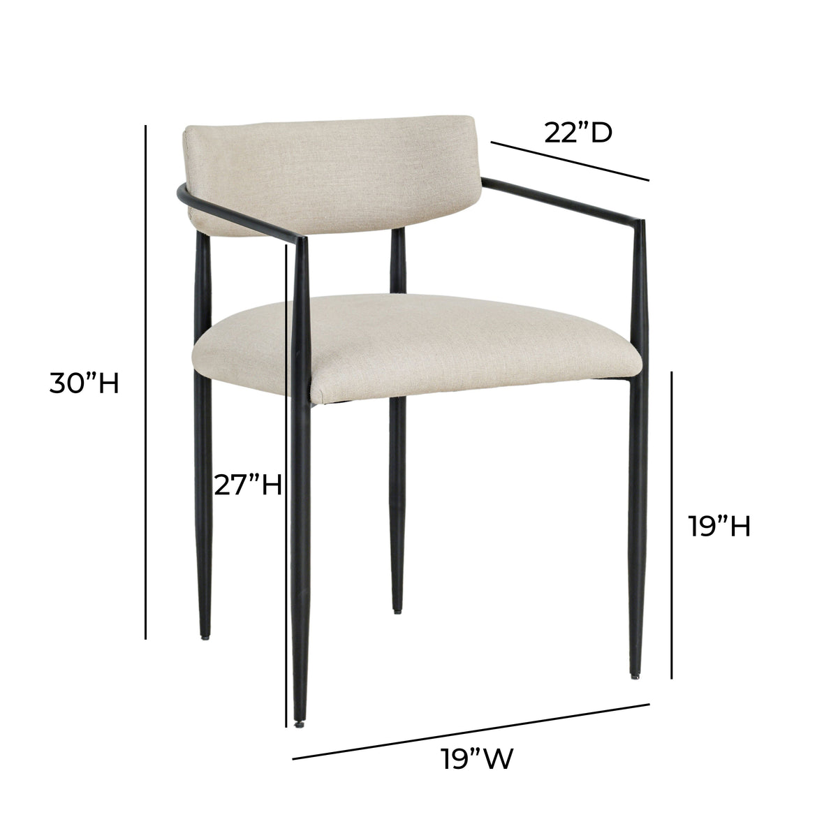 Forte Cream Linen Forged Iron Dining Chair by TOV Furniture – photo 7 of 7
