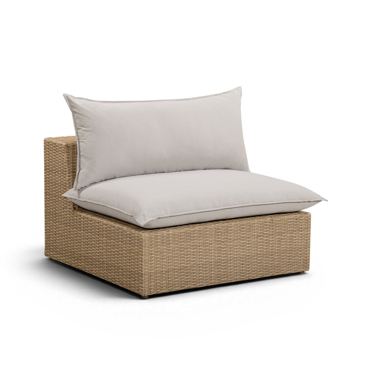 Cali Light Gray Performance Fabric & Brown Wicker Outdoor Armless Chair by TOV Furniture – photo 2 of 5