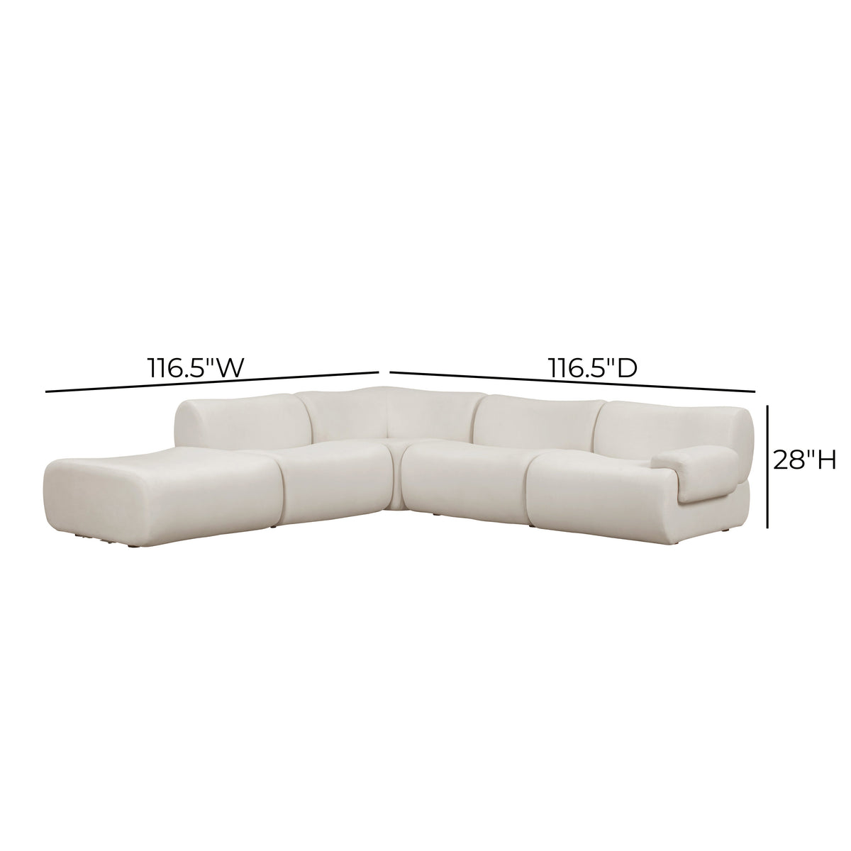 Zenith Cream Upcycled Fabric Modular LAF Sectional by TOV Furniture – photo 9 of 9
