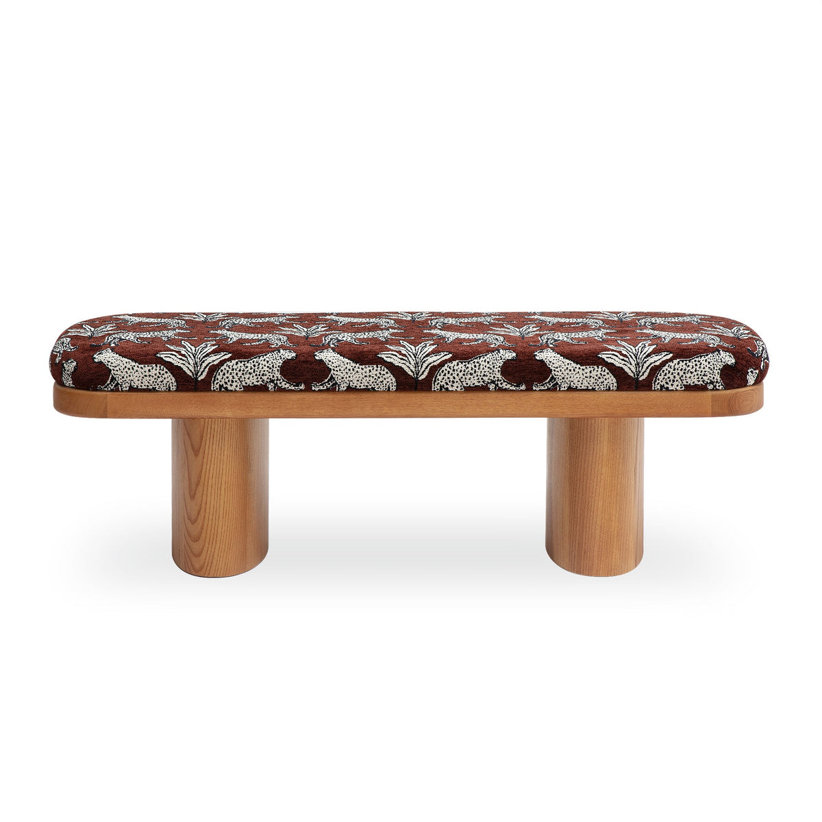 Ollie 48" Brown Leopard Jacquard Bench by TOV Furniture – photo 1 of 7