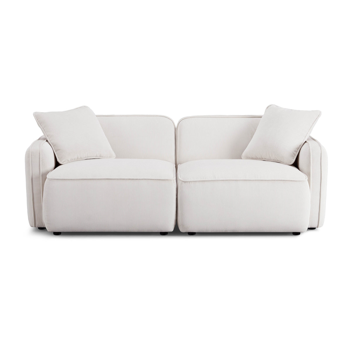 Travie White Sand Performance Corduroy Velvet Modular Loveseat by TOV Furniture – photo 1 of 7