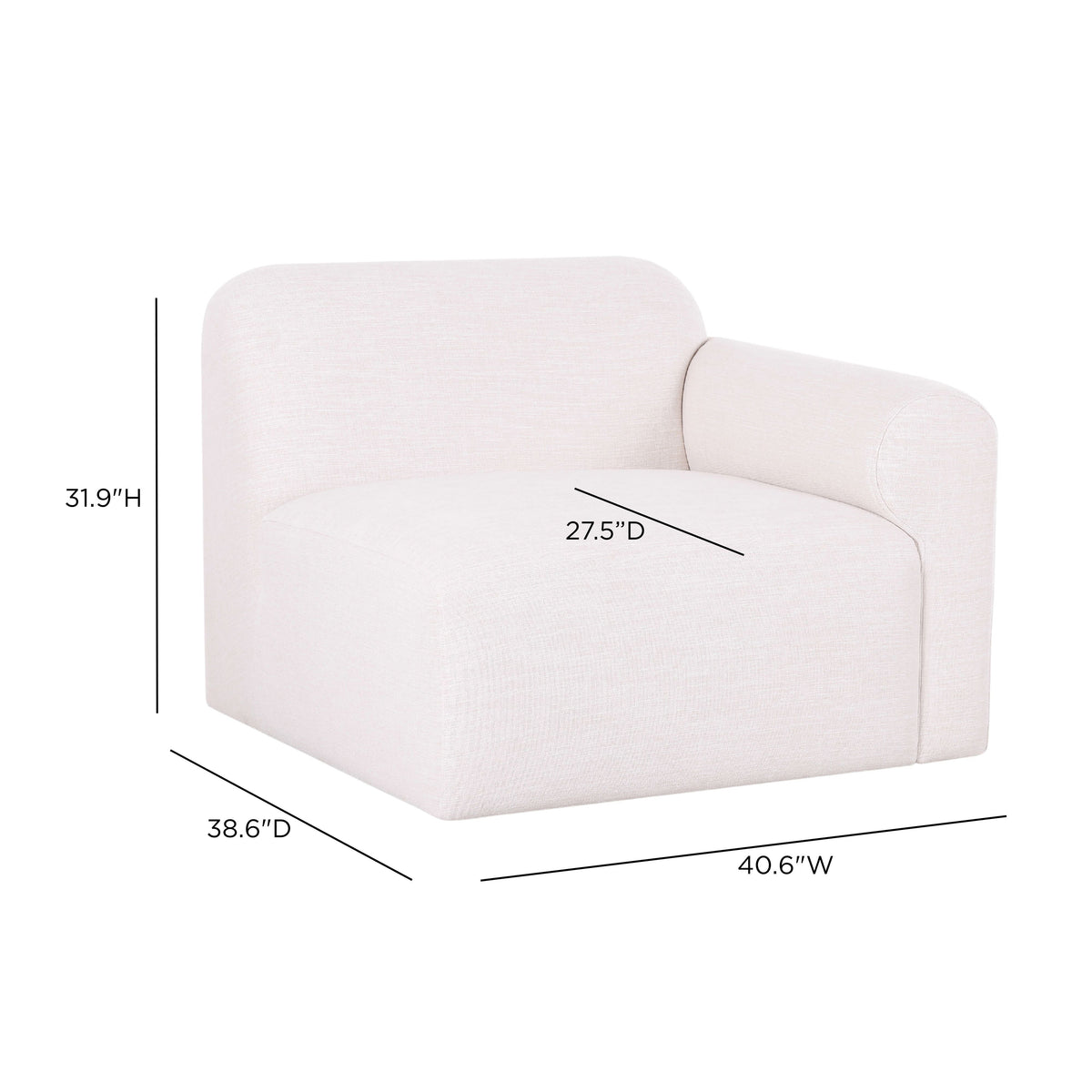 Gorge Modular Corner Chair in Cream / RAF by TOV Furniture – photo 7 of 7