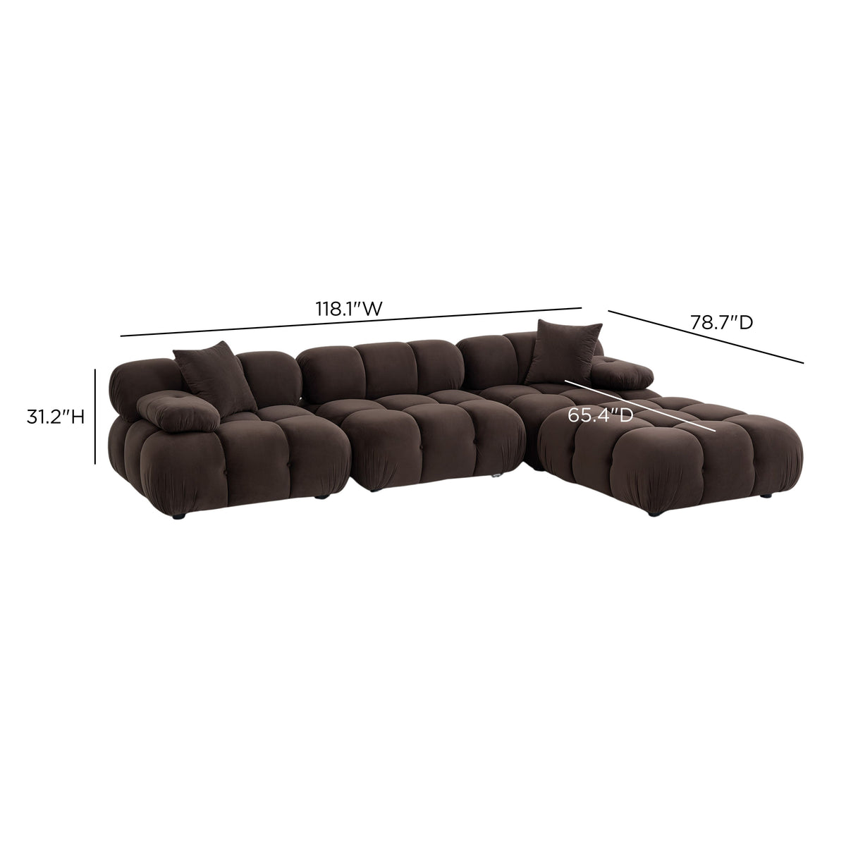 Calliope Dark Brown Performance Velvet 4-piece Modular Sectional by TOV Furniture – photo 9 of 9