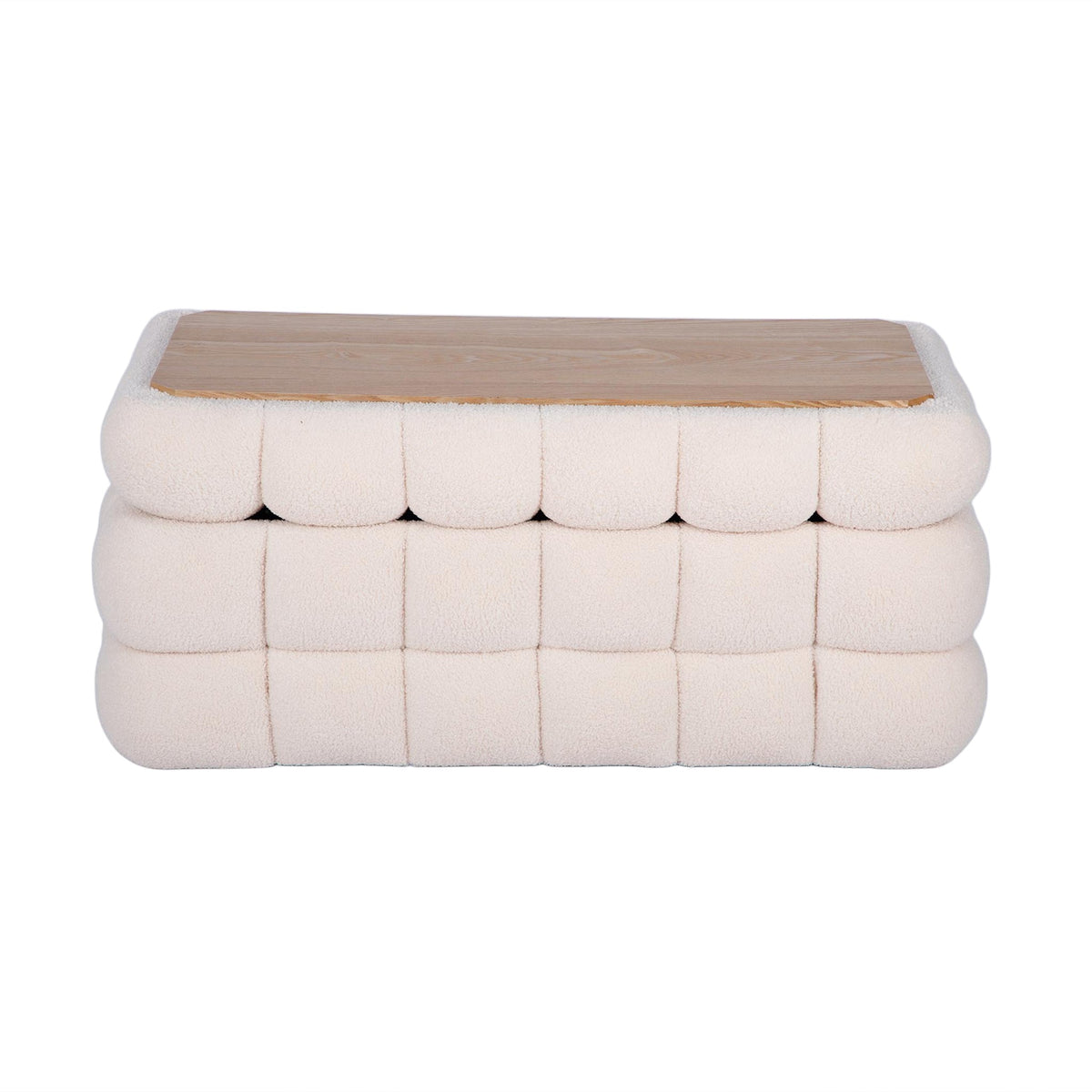 Anita 38.5" Cream Shearling Storage Bench With Reversible Tray Top by TOV Furniture – photo 3 of 9