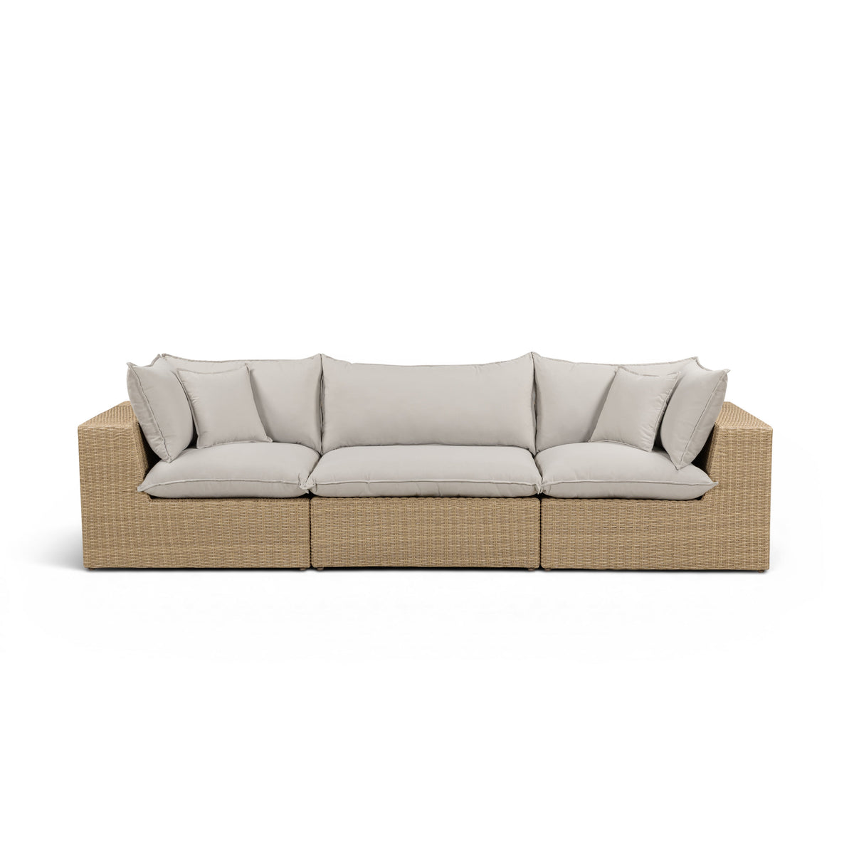 Cali Light Gray Fabric & Brown Wicker Modular Outdoor Sofa by TOV Furniture – photo 1 of 5