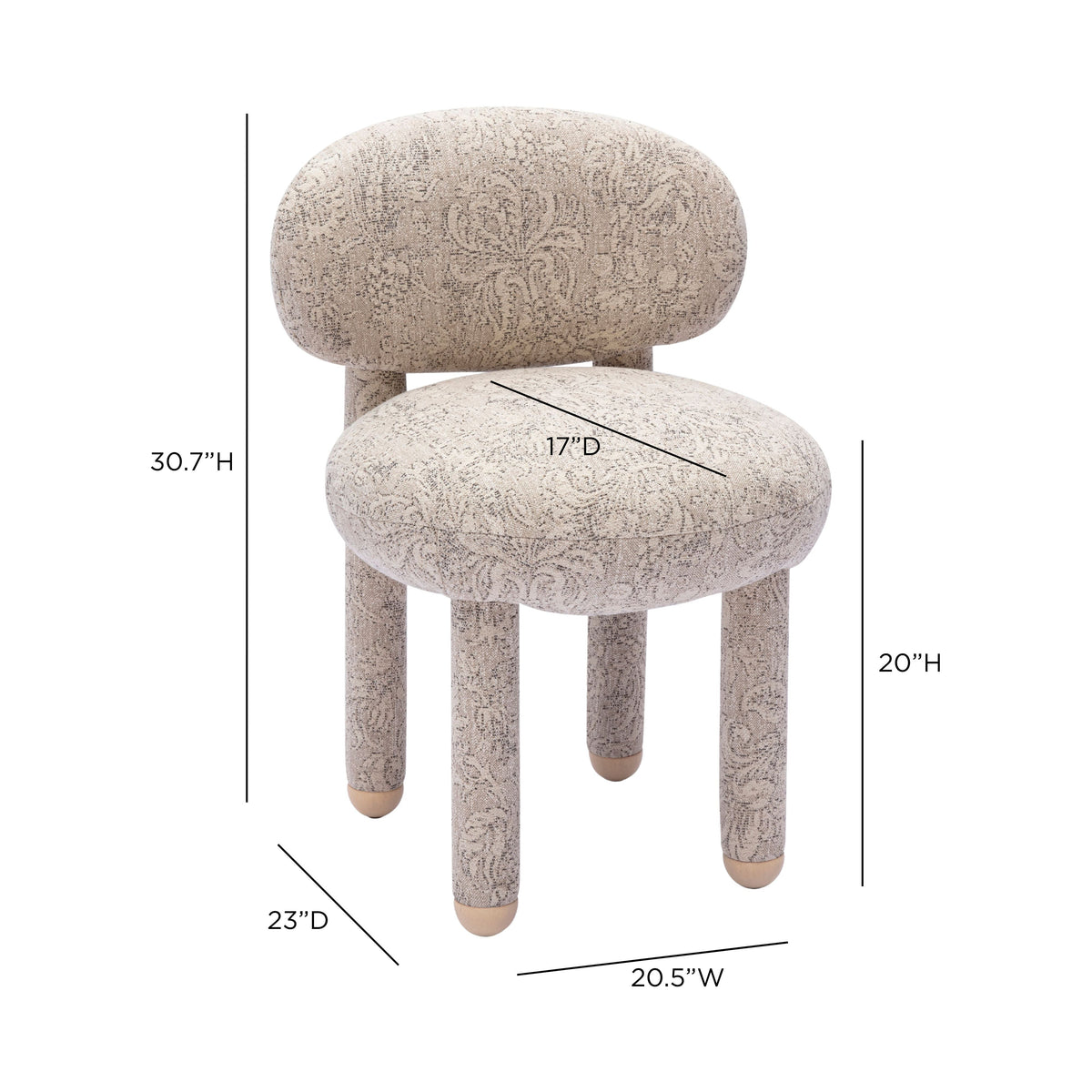 Manu Neutral Flower Jacquard Dining Chair by TOV Furniture – photo 7 of 7