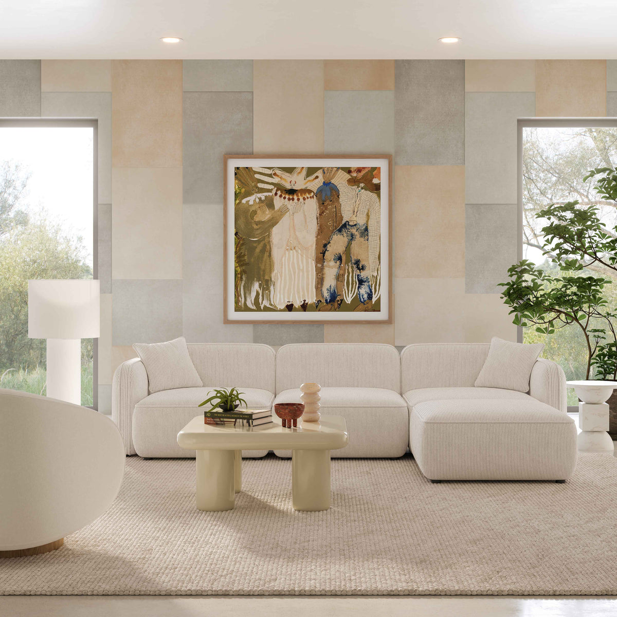 Travie White Sand Performance Corduroy Velvet 4-Piece Modular Sectional by TOV Furniture – photo 2 of 10