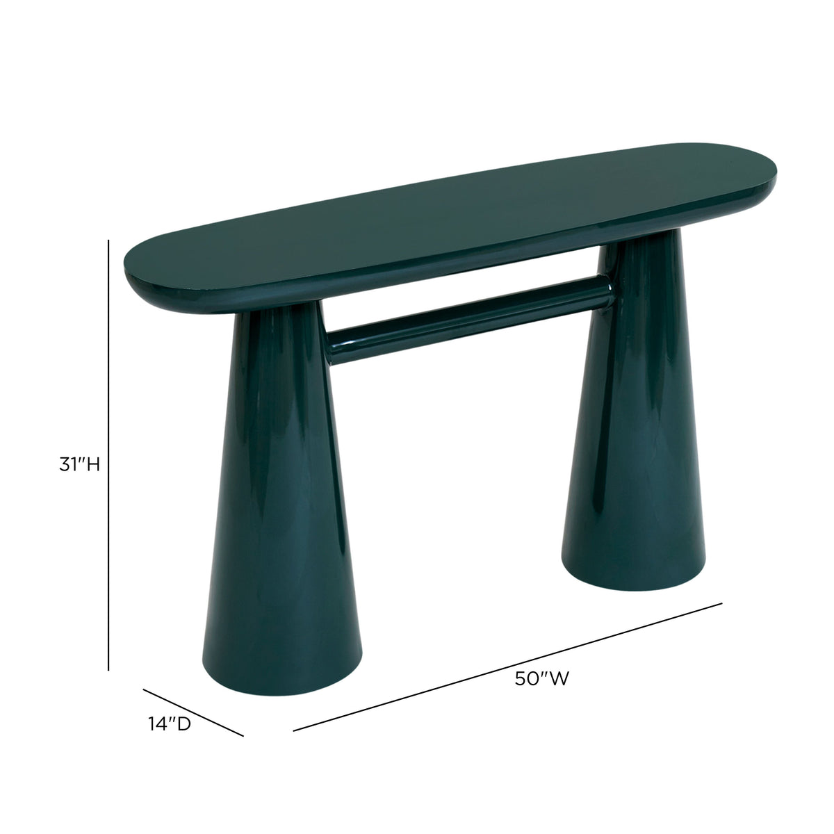 Baila 50" Forest Green Glossy Lacquer Console Table by TOV Furniture – photo 9 of 9