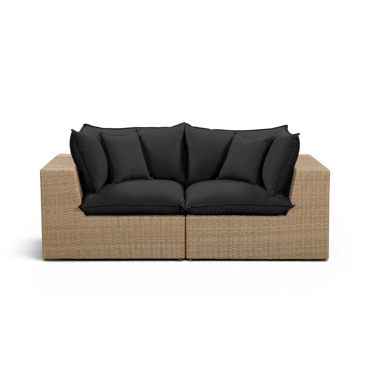 Cali Black Fabric & Brown Wicker Modular Outdoor Loveseat by TOV Furniture – photo 1 of 6