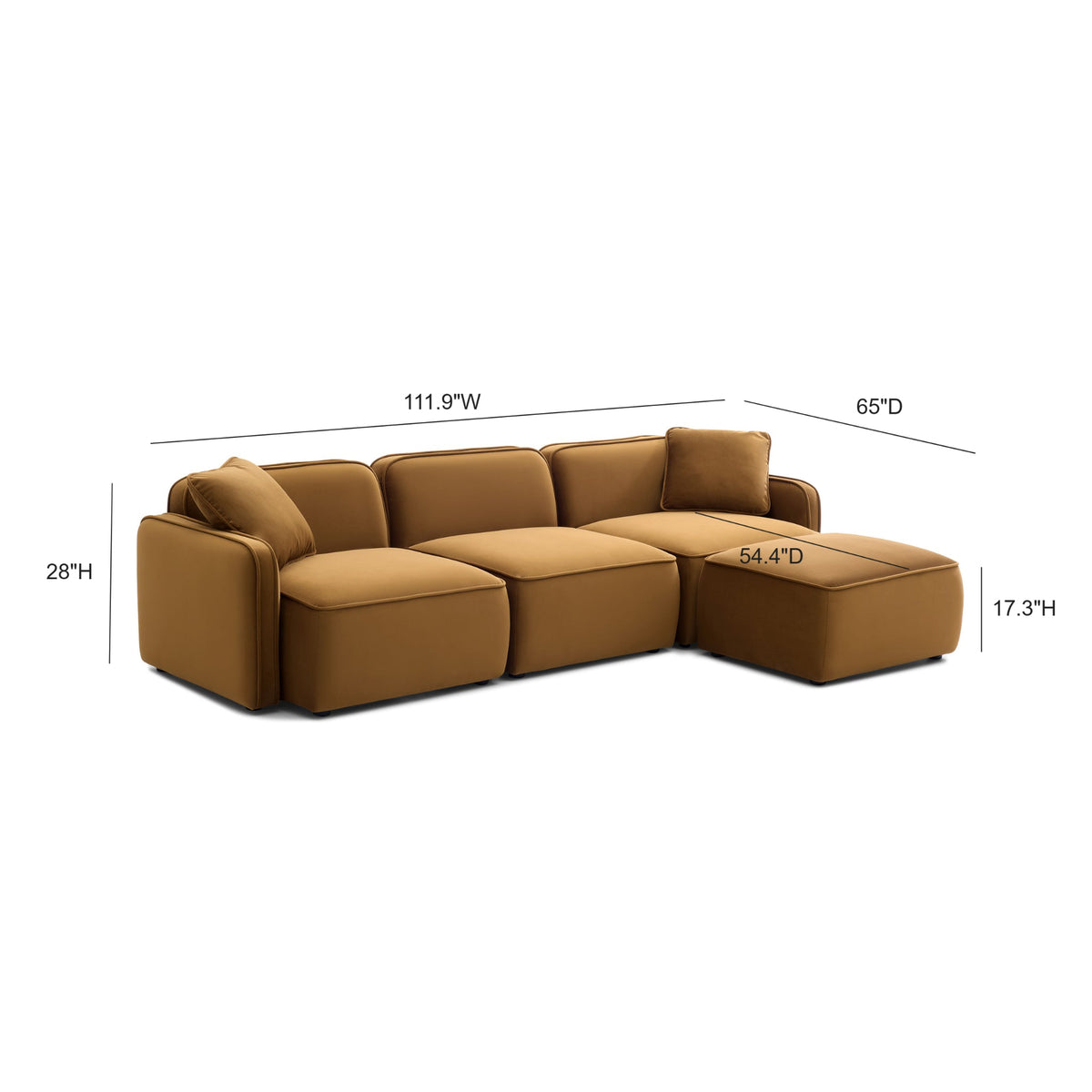 Travie Honey Performance Velvet 4-Piece Modular Sectional by TOV Furniture – photo 5 of 5