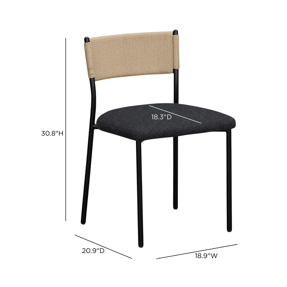 Celine Black Performance Boucle Dining Chair - Set of 2 by TOV Furniture – photo 7 of 7