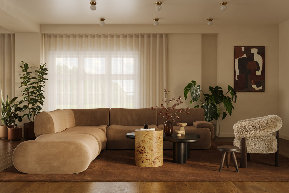 Zenith Latte Brown Velvet Modular LAF Sectional by TOV Furniture – photo 2 of 10