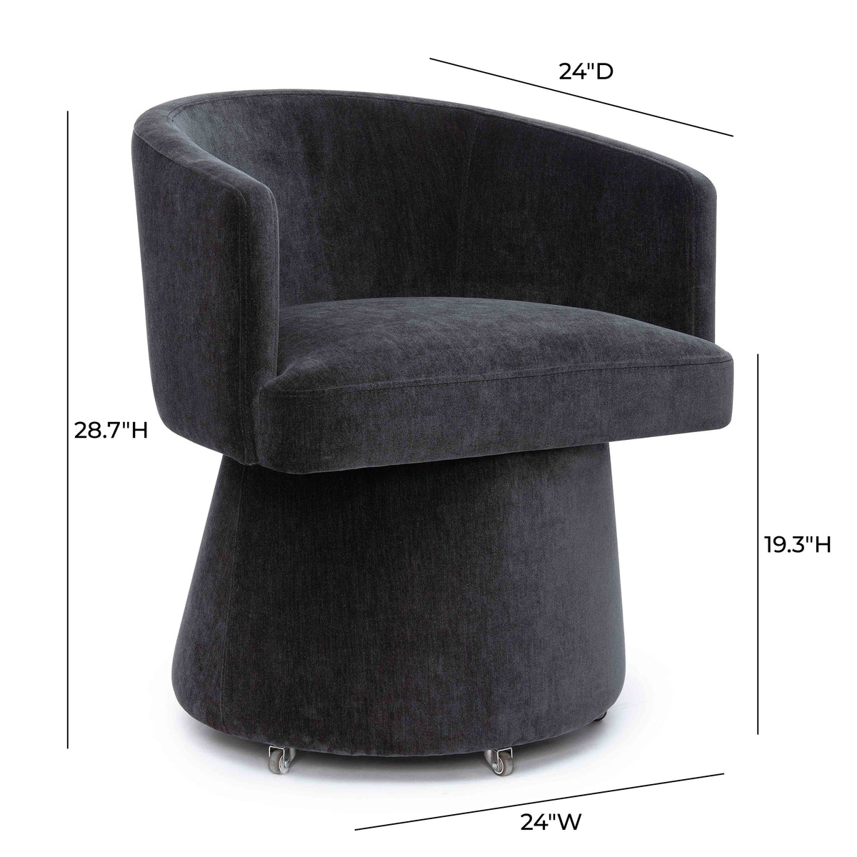 Kristen Rolling Desk Chair in Black by TOV Furniture – photo 5 of 7