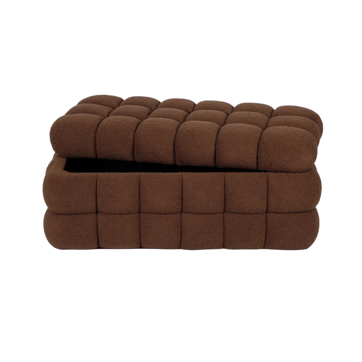 Anita 38.5" Brown Shearling Storage Bench With Reversible Tray Top by TOV Furniture – photo 2 of 9