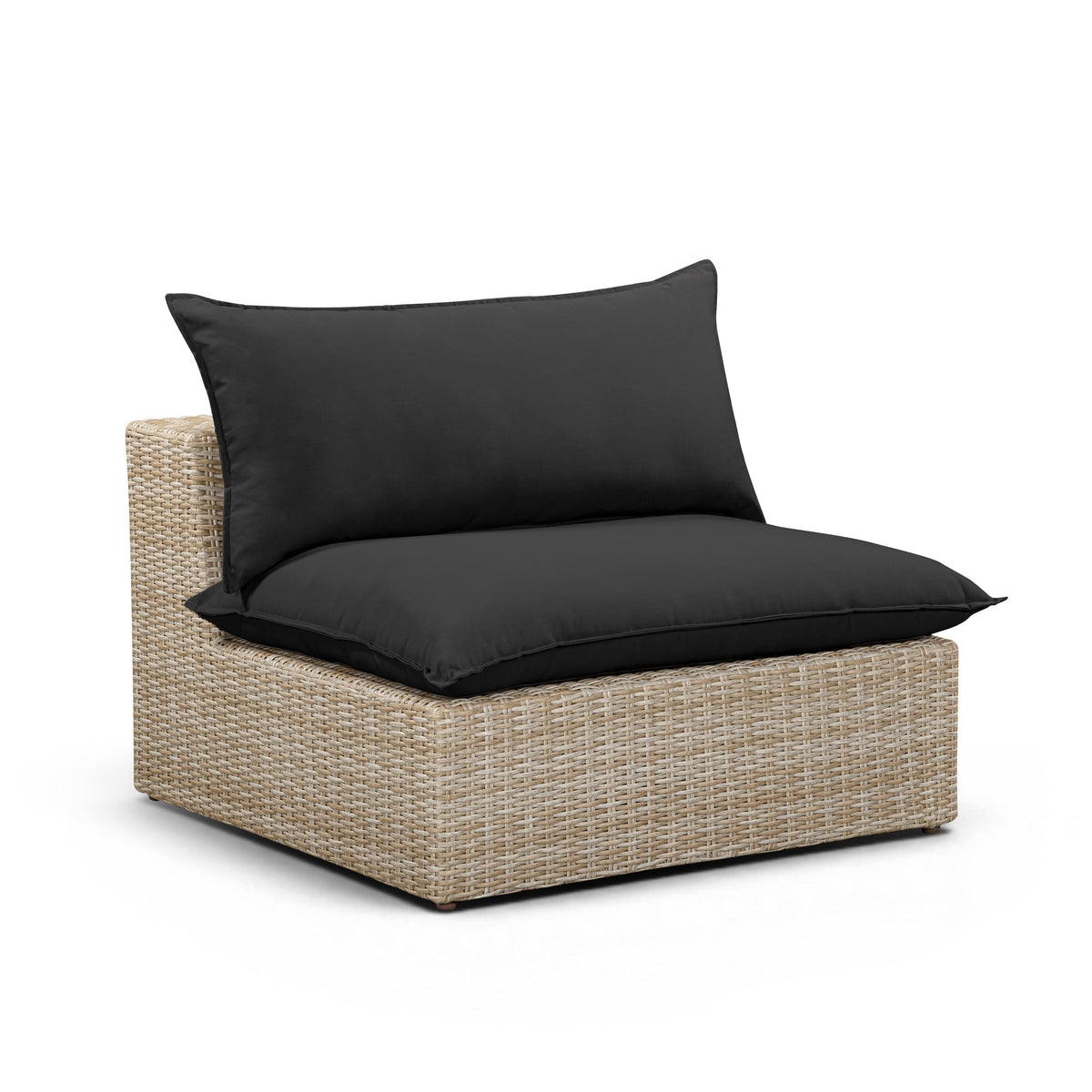 Cali Black Performance Fabric & Natural Wicker Outdoor Armless Chair by TOV Furniture – photo 2 of 6