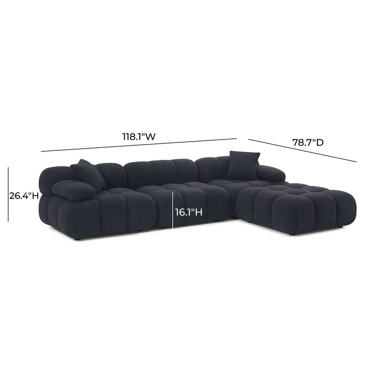 Calliope Black Performance Vegan Shearling 4-piece Modular Sectional by TOV Furniture – photo 10 of 10