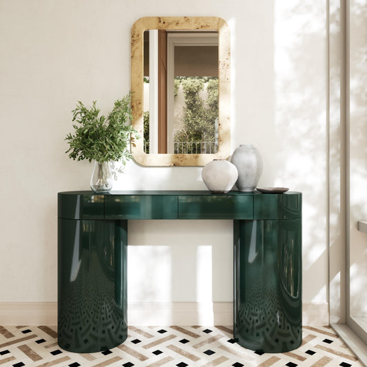 Mira 50" Deep Green High Gloss Console Table by TOV Furniture – photo 2 of 10