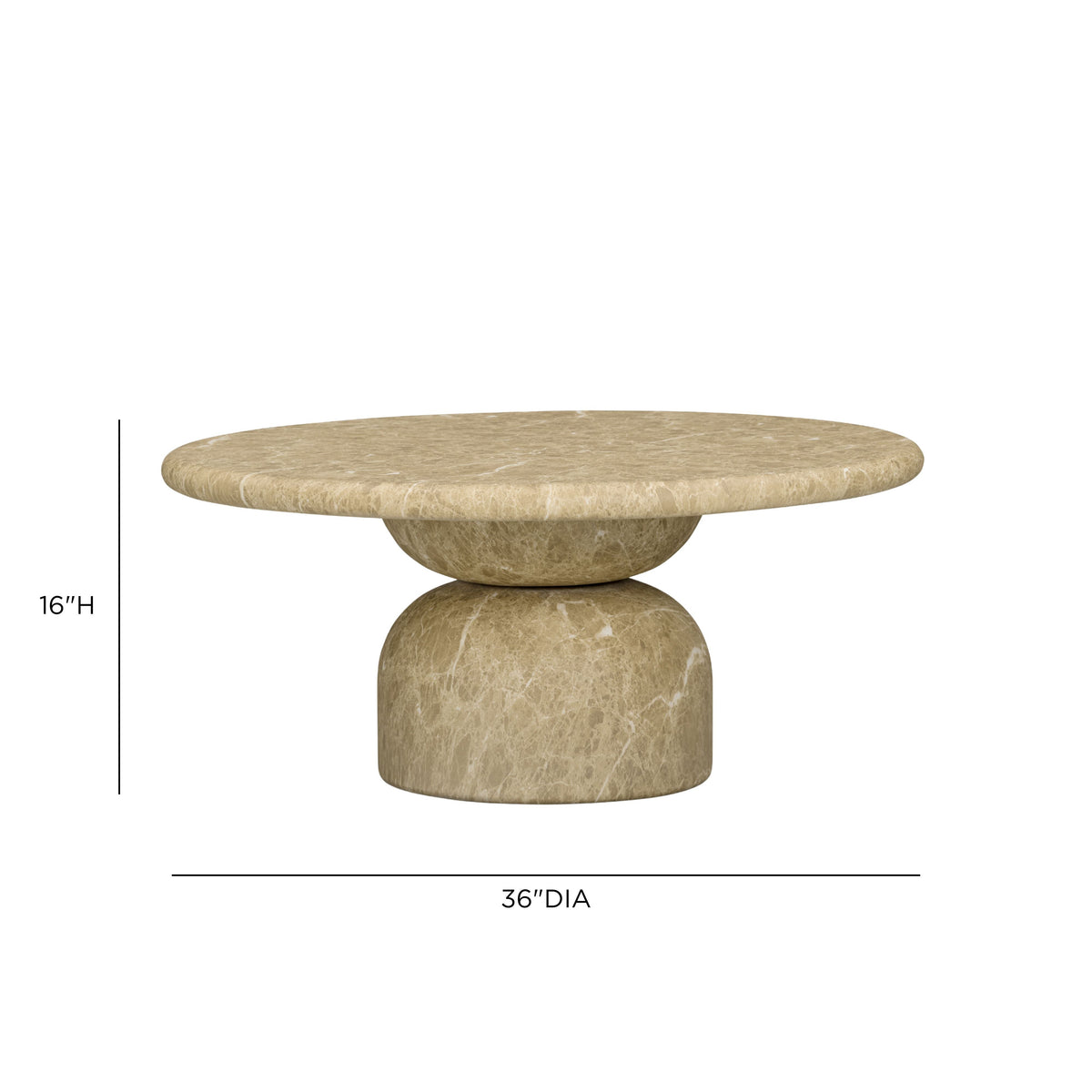Cynthia 36" Light Emperador Faux Marble Indoor/Outdoor Coffee Table by TOV Furniture – photo 6 of 6