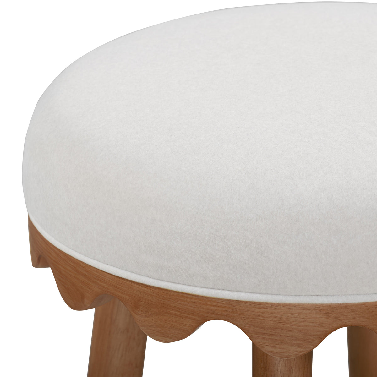 Oodle Cream Performance Vegan Mohair Light Walnut Bar Stool by TOV Furniture – photo 4 of 6