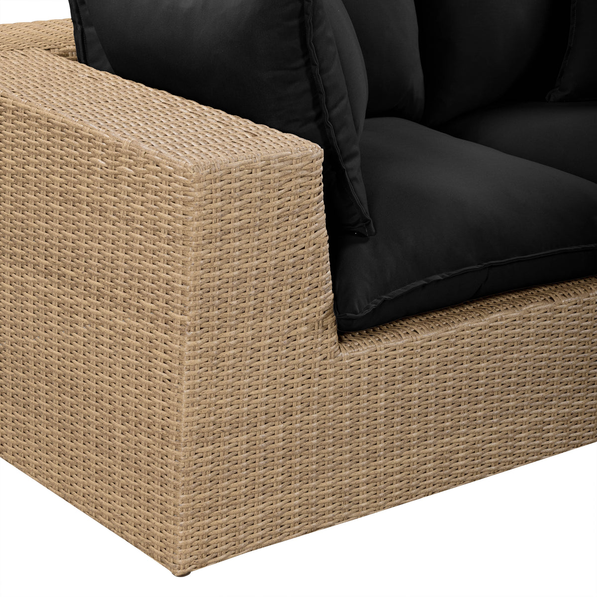 Cali Black Fabric & Brown Wicker Modular Outdoor Sofa by TOV Furniture – photo 4 of 6