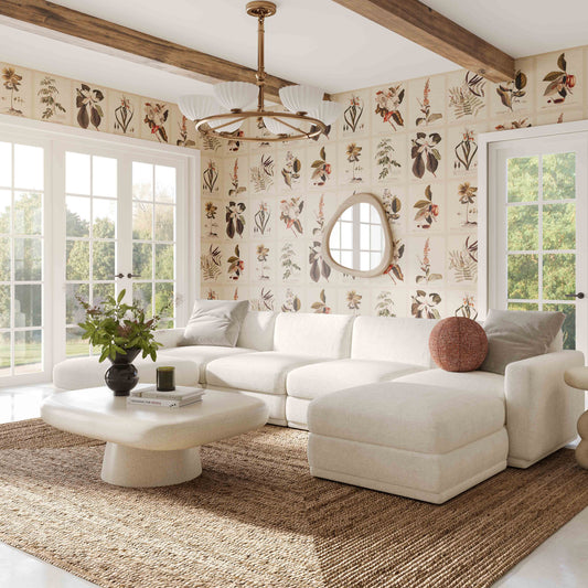 Perry 6-Piece Cream Performance Chenille Modular U-Sectional by TOV Furniture – photo 2 of 6