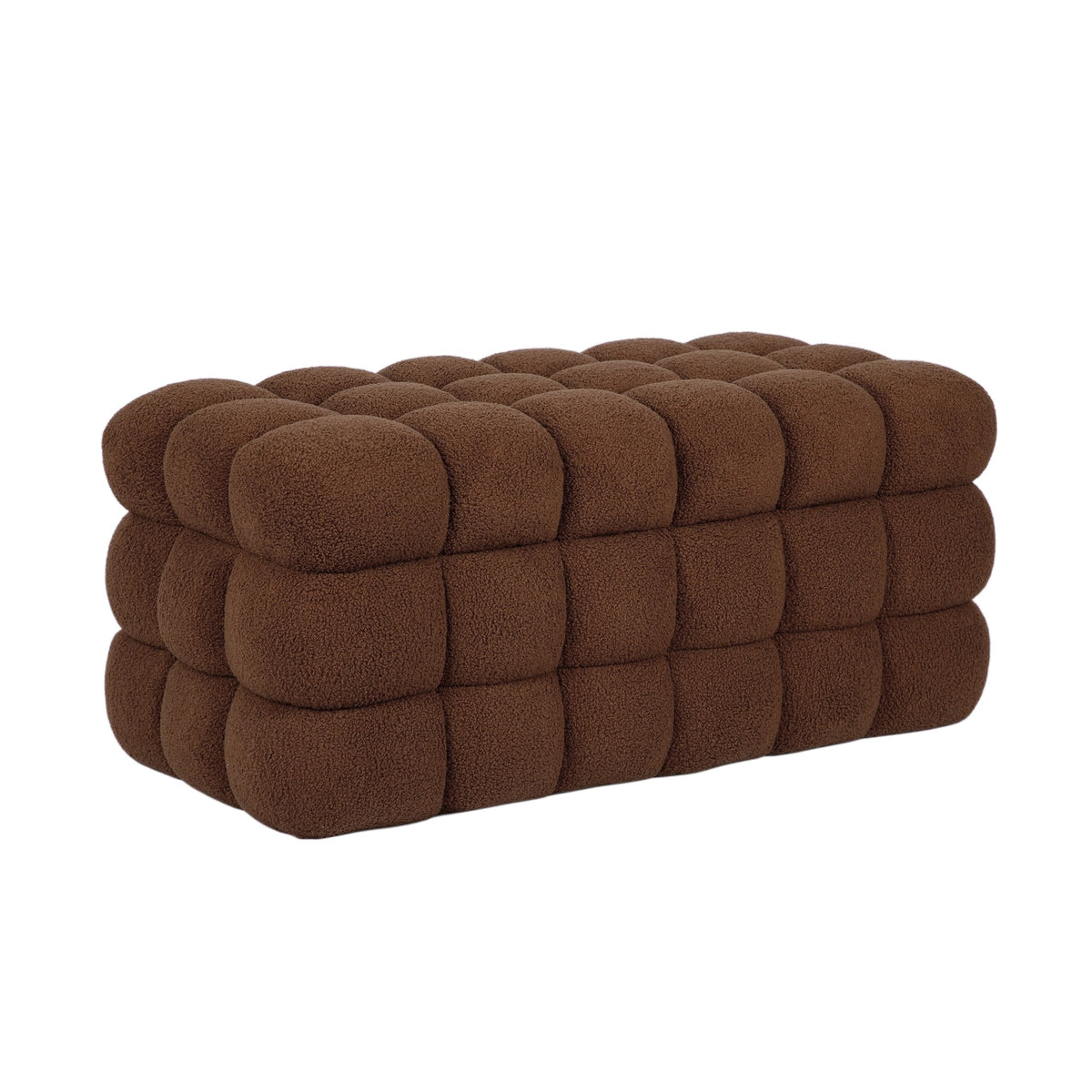 Anita 38.5" Brown Shearling Storage Bench With Reversible Tray Top by TOV Furniture – photo 4 of 9