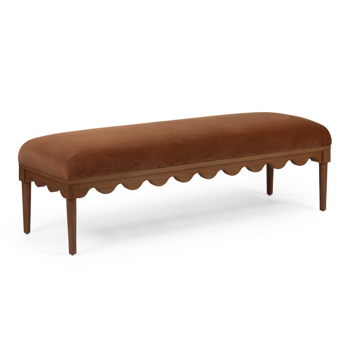 Oodle 56.5" Bronze Vegan Mohair Bench in Walnut by TOV Furniture – photo 1 of 5