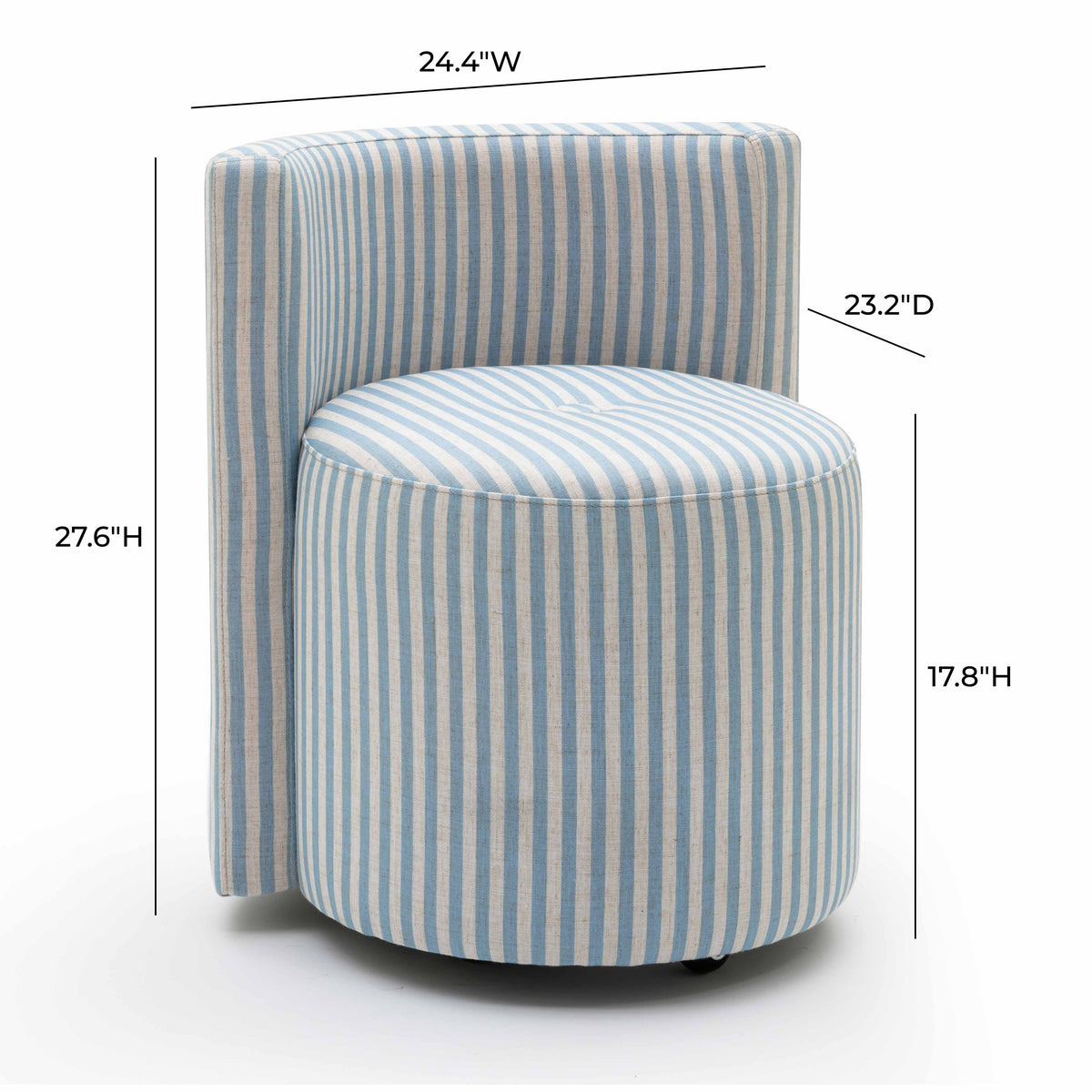 Alyssa Blue Striped Performance Linen Rolling Desk Chair by TOV Furniture – photo 6 of 6