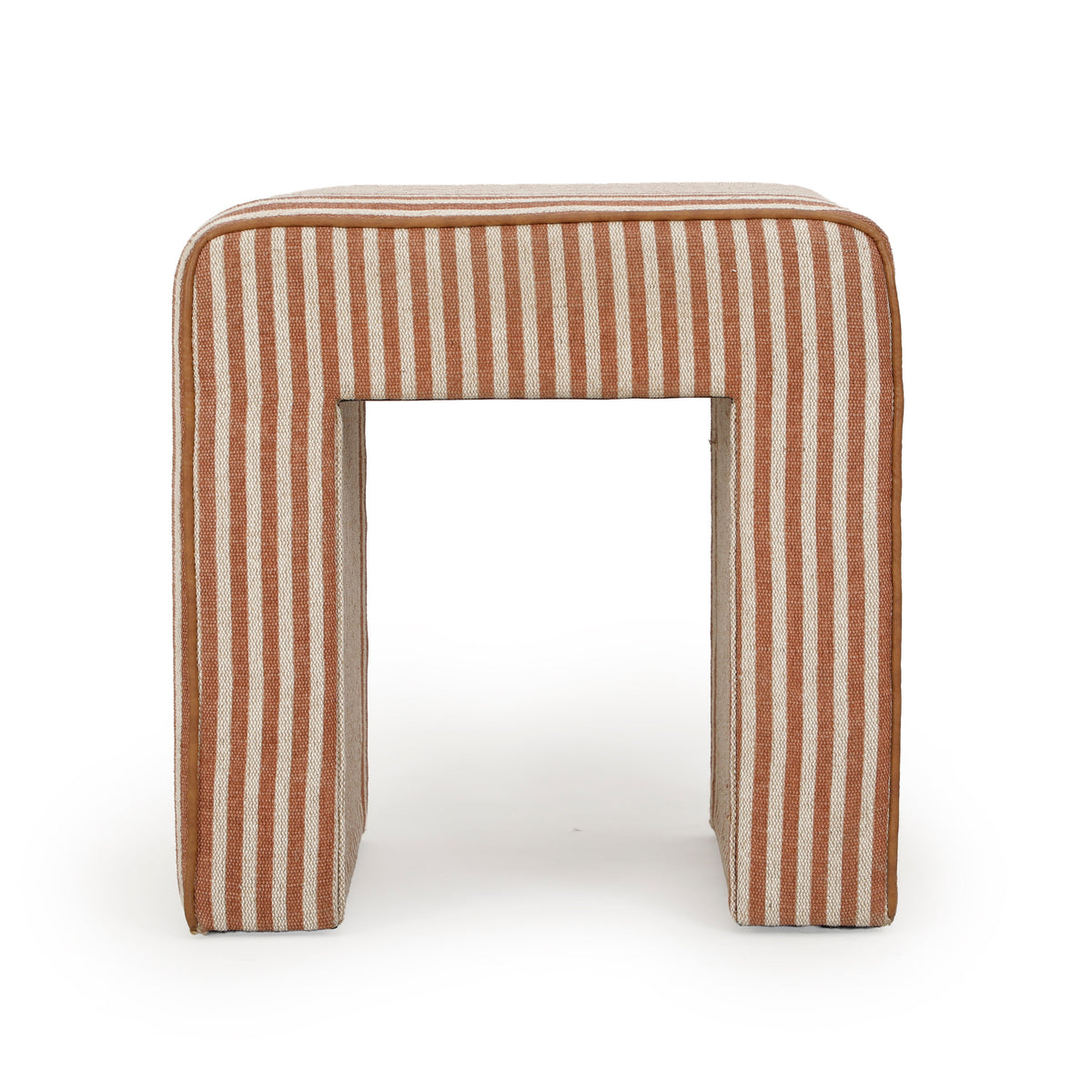 Byron Square Terracotta Stripe Cotton Jute Ottoman by TOV Furniture – photo 2 of 7