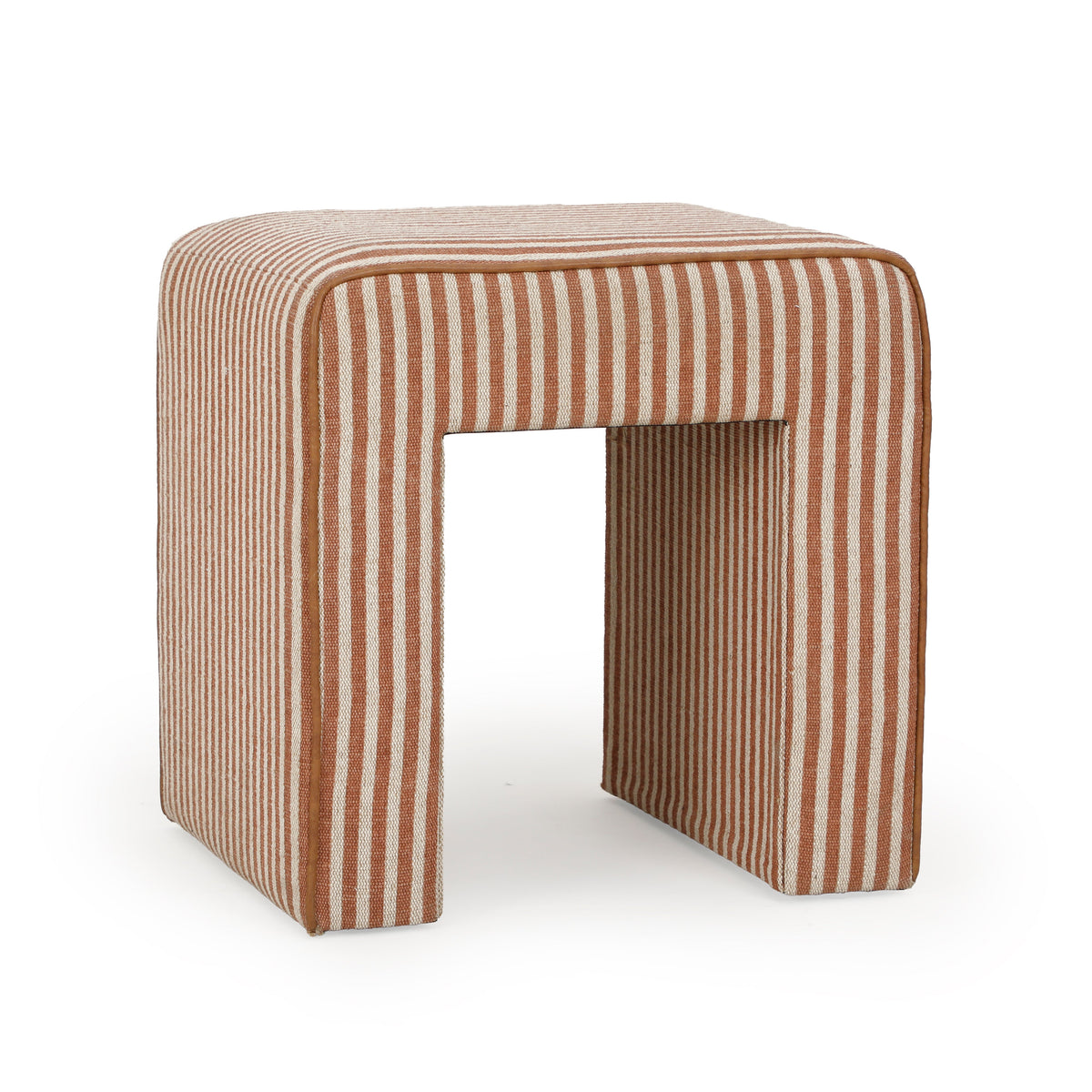 Byron Square Terracotta Stripe Cotton Jute Ottoman by TOV Furniture – photo 1 of 7