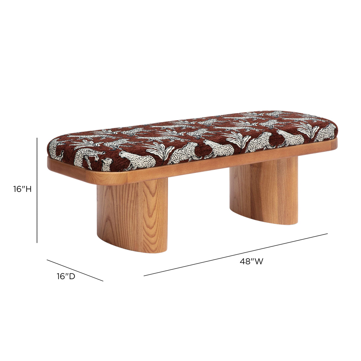 Ollie 48" Brown Leopard Jacquard Bench by TOV Furniture – photo 7 of 7