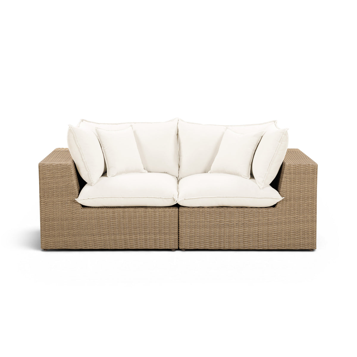 Cali Natural Performance Fabric & Brown Wicker Modular Outdoor Loveseat by TOV Furniture – photo 1 of 6