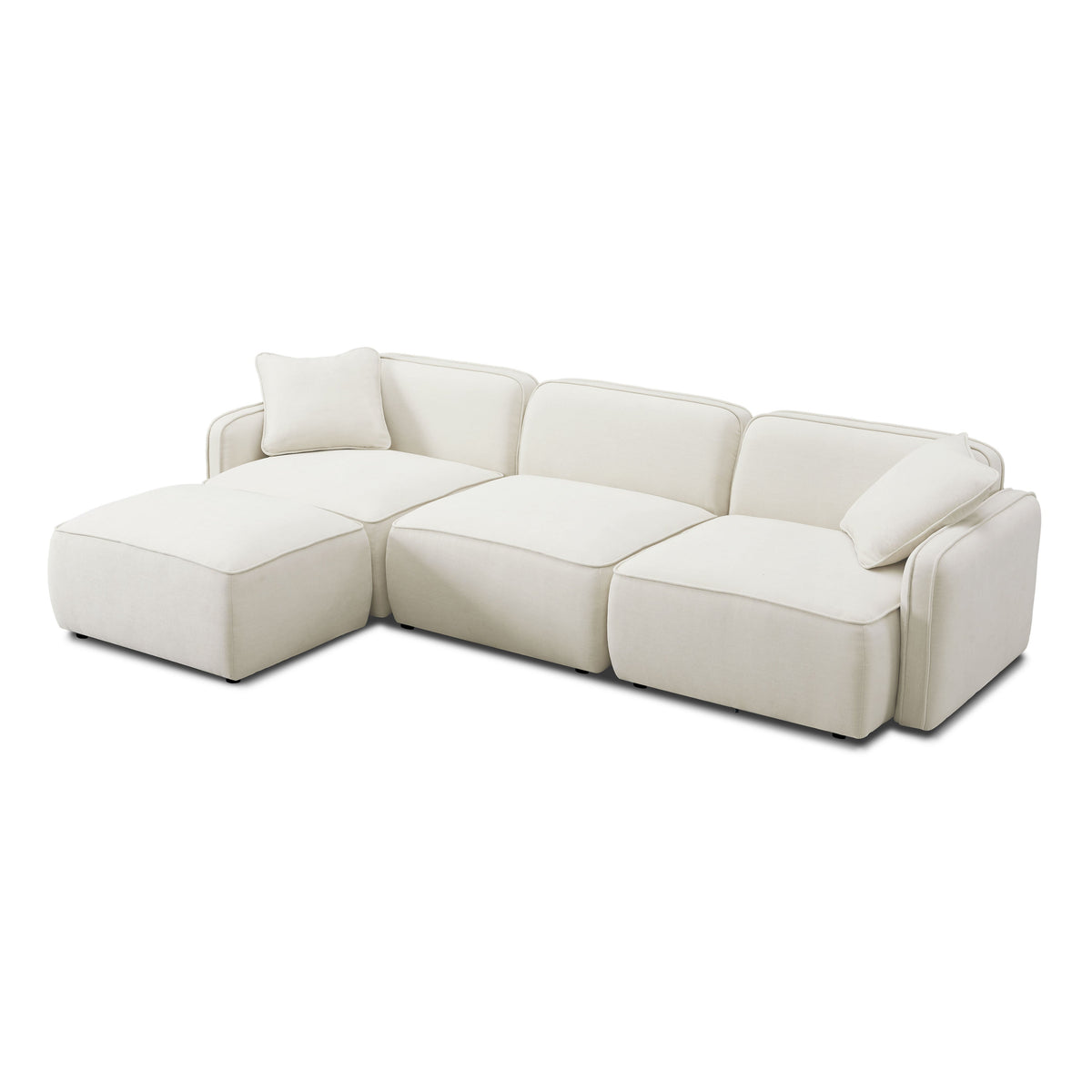 Travie 4-Piece Sand Upcycled Performance Linen Modular Sectional by TOV Furniture – photo 4 of 10
