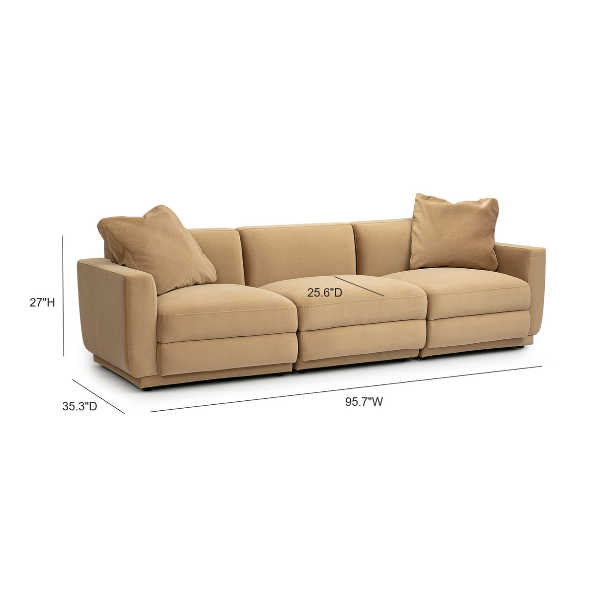 Perry Tan Performance Velvet Modular Sofa by TOV Furniture – photo 6 of 10