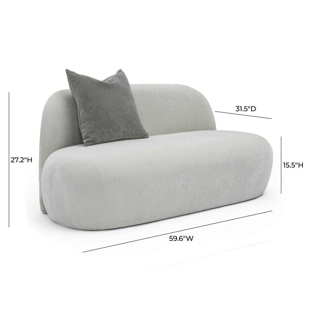 Carraway Grey Upcycled Contract-Grade Chenille Loveseat by TOV Furniture – photo 5 of 5