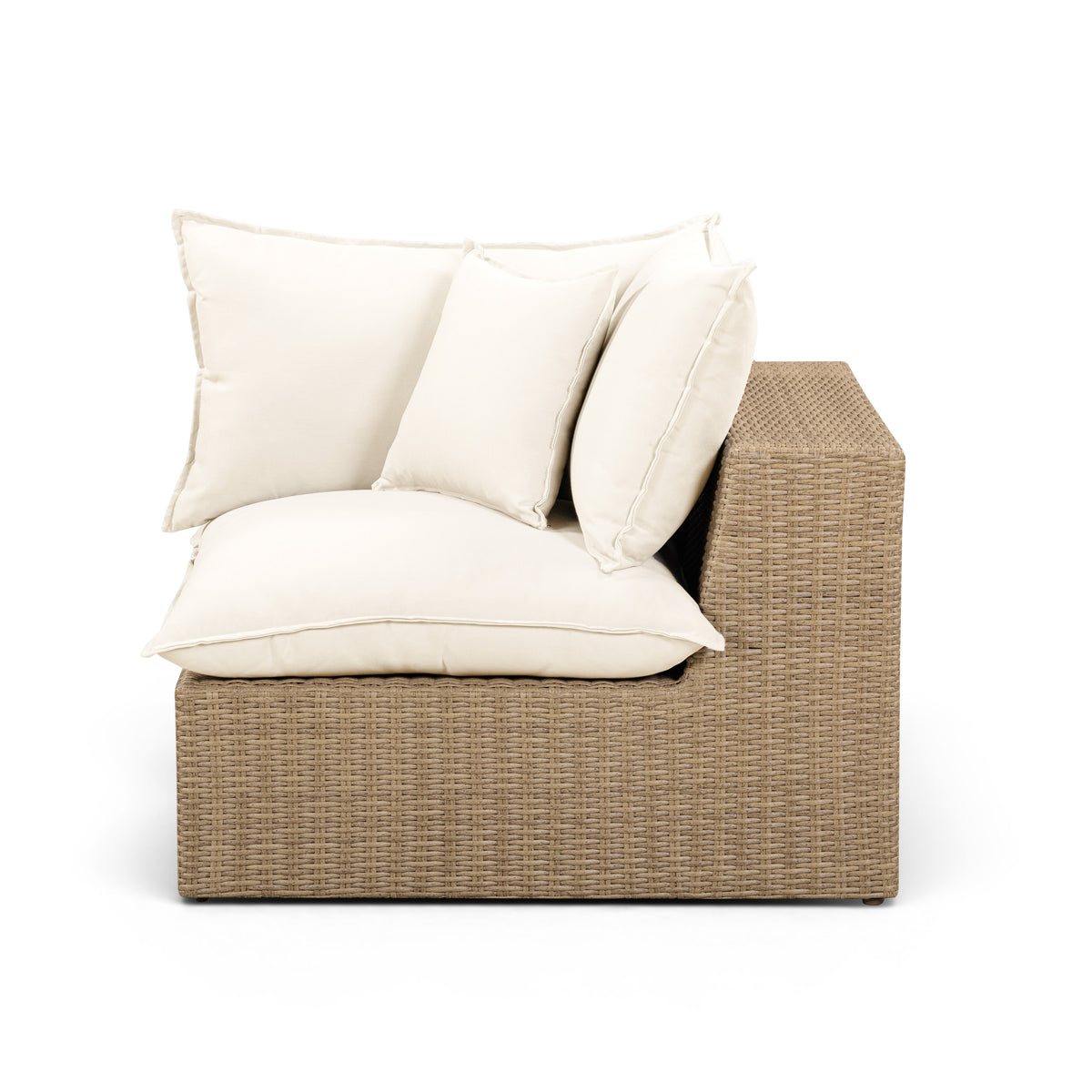 Cali Natural Performance Fabric & Brown Wicker Outdoor Corner Chair by TOV Furniture – photo 3 of 5