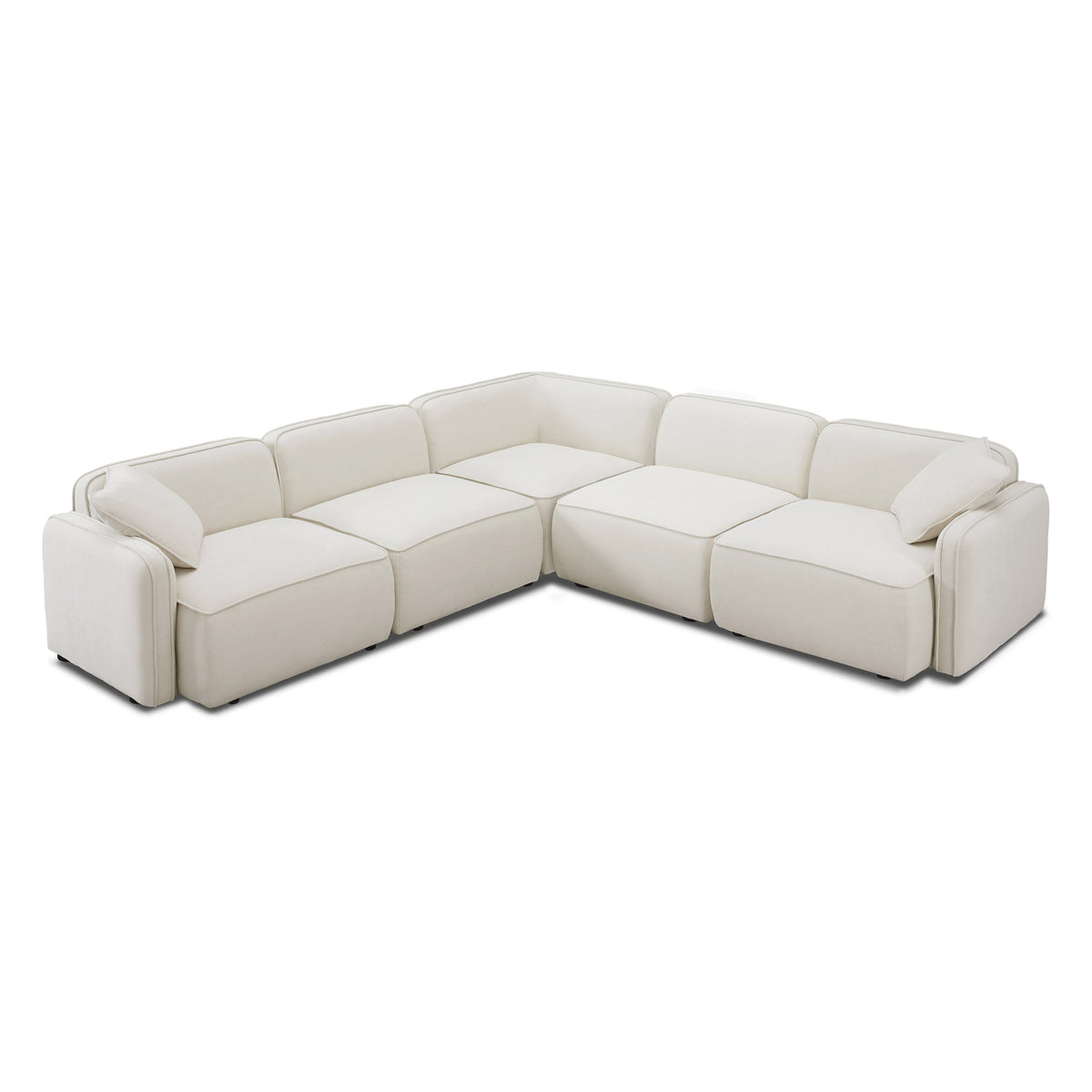 Travie 5-Piece Sand Upcycled Performance Linen Modular L-Sectional by TOV Furniture – photo 1 of 7