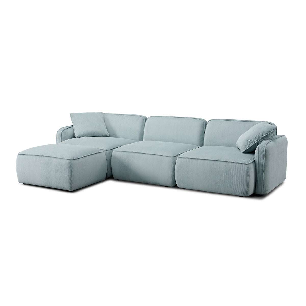 Travie Sea Blue Performance Corduroy Velvet 4-Piece Modular Sectional by TOV Furniture – photo 4 of 9