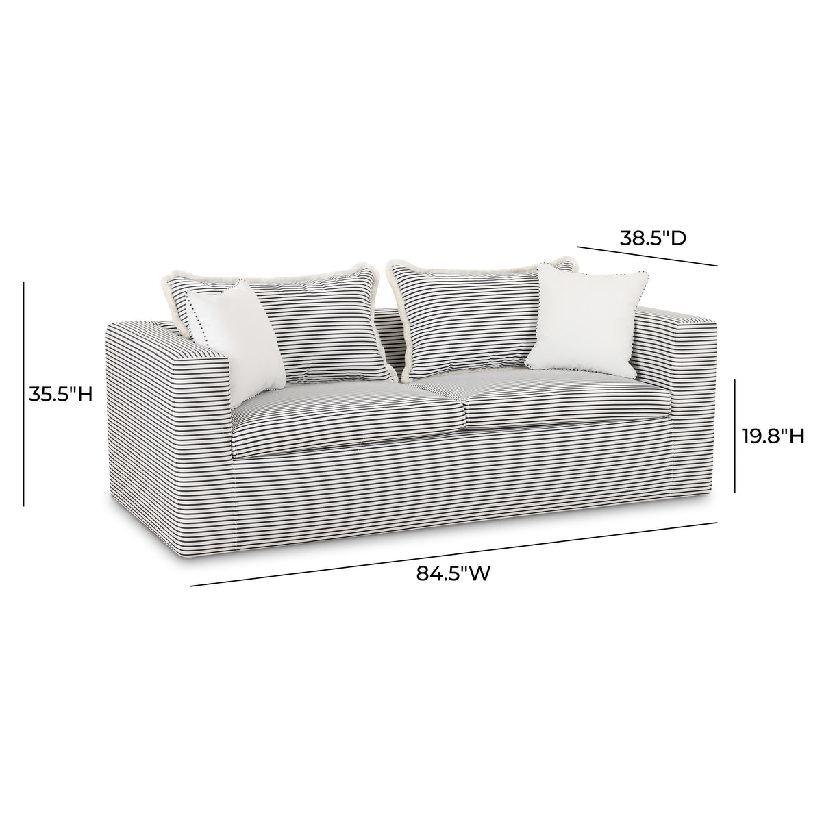 Salty Black Striped Contract-Grade Indoor/Outdoor Sofa by TOV Furniture – photo 6 of 7