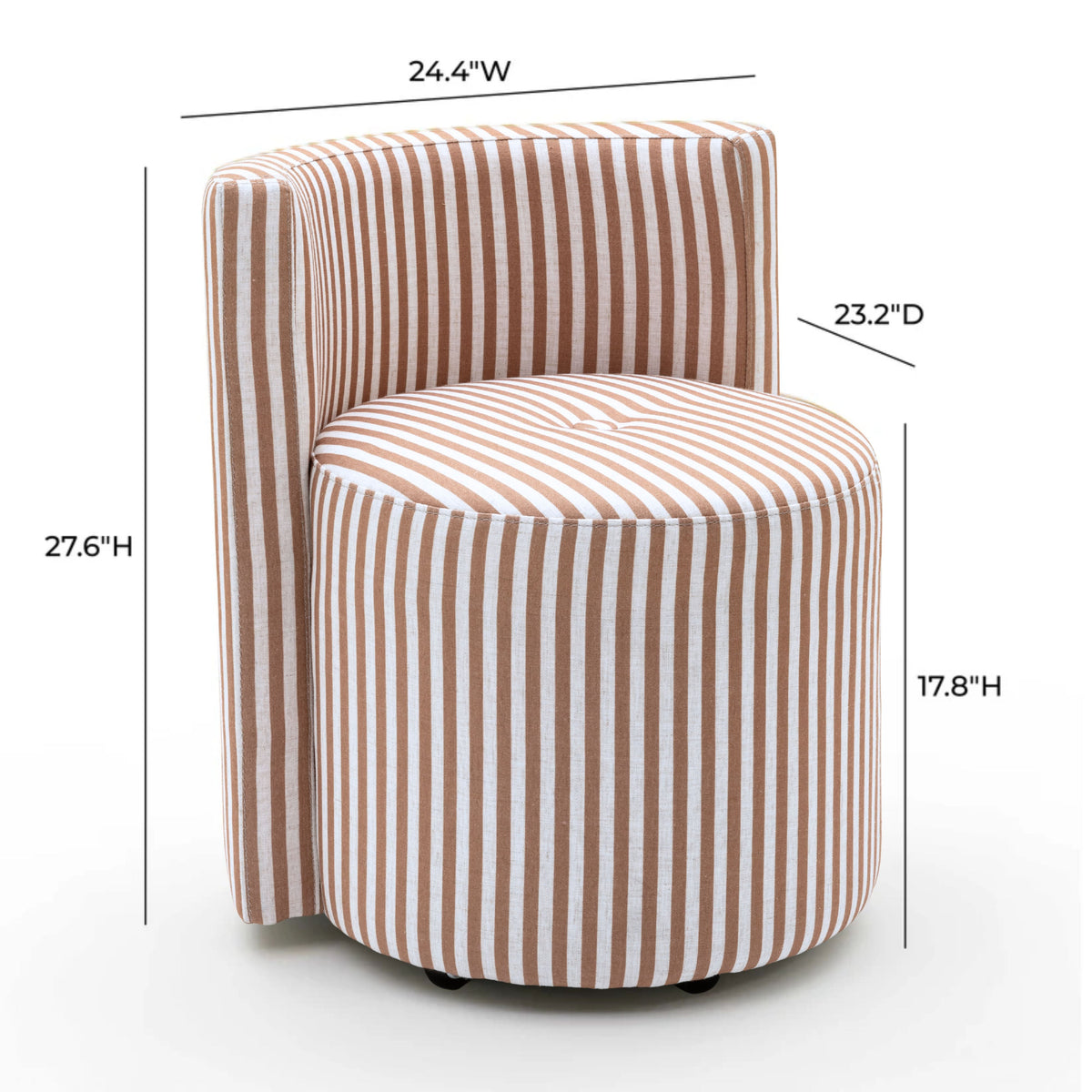 Alyssa Brown Striped Linen Rolling Desk Chair by TOV Furniture – photo 5 of 5
