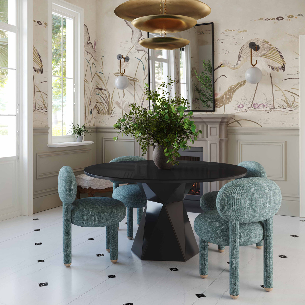 Manu Teal Nubby Performance Fabric Side Chair by TOV Furniture – photo 2 of 8