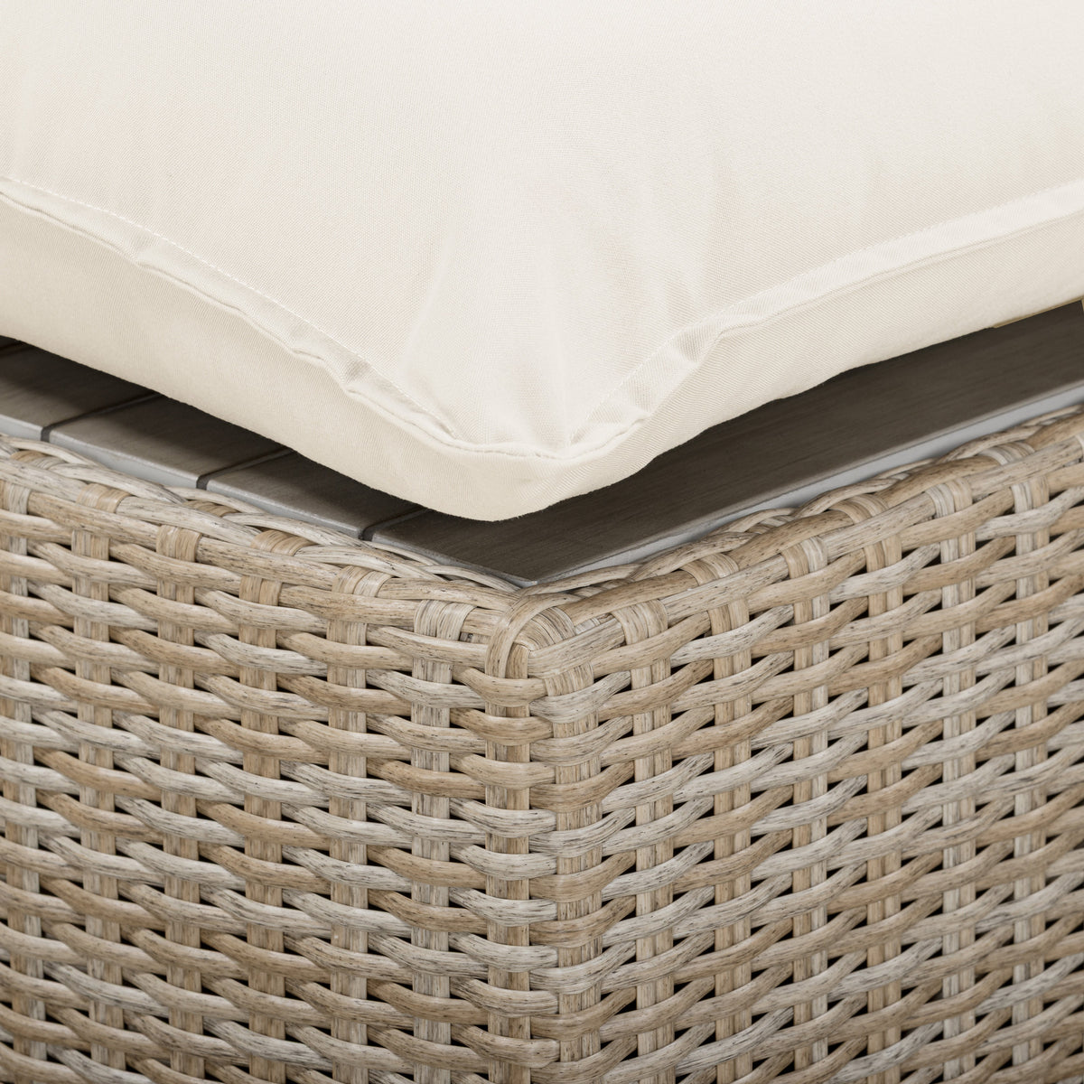Cali Natural Performance Fabric & Natural Wicker Outdoor Ottoman by TOV Furniture – photo 4 of 5